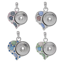 Snap Button Pendant Brass with Acrylic Heart platinum color plated nickel lead & cadmium free Approx Inner Approx 6mm Sold By PC