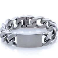 Men Bracelet, Stainless Steel, curb chain & for man, original color, 22mm, Sold Per Approx 9.4 Inch Strand