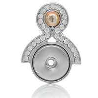 Snap Button Pendant, Brass, platinum color plated, with rhinestone, nickel, lead & cadmium free, 44x33x5mm, Hole:Approx 6mm, Inner Diameter:Approx 6mm, Sold By PC