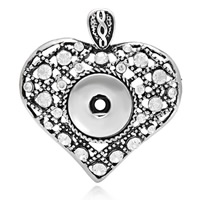 Ajuste del pedazo botón colgante, metal, Corazón, chapado en color de plata antigua, con diamantes de imitación, libre de níquel, plomo & cadmio, 52x48.50x7mm, agujero:aproximado 6mm, diámetro interior:aproximado 6mm, Vendido por UD
