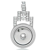 Snap Button Pendant, Brass, platinum color plated, with rhinestone, nickel, lead & cadmium free, 51x27x5mm, Hole:Approx 6mm, Inner Diameter:Approx 6mm, Sold By PC