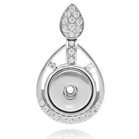Snap Button Pendant Brass Teardrop platinum color plated with rhinestone nickel lead & cadmium free Approx 6mm Inner Approx 6mm Sold By PC