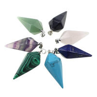 Gemstone Pendants Jewelry with brass bail pendulum platinum color plated natural nickel lead & cadmium free Approx Sold By PC
