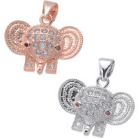 Cubic Zirconia Micro Pave Brass Pendant, Elephant, plated, micro pave cubic zirconia & hollow, more colors for choice, nickel, lead & cadmium free, 15x17mm, Hole:Approx 3.5mm, 5PCs/Lot, Sold By Lot