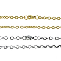 Stainless Steel Necklace Chain, plated, oval chain, more colors for choice, 2.50x2x0.50mm, Sold Per Approx 20 Inch Strand