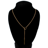 Eisen Pullover Halskette, mit Zinklegierung, goldfarben plattiert, Oval-Kette, frei von Nickel, Blei & Kadmium, 2x30x1mm, 12x1mm, verkauft per ca. 22.5 ZollInch Strang