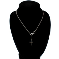 Iron Necklaces with Zinc Alloy with 5.4cm extender chain Cross platinum color plated twist oval chain nickel lead & cadmium free  Sold Per Approx 18.5 Inch Strand