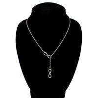 Iron Necklaces with Zinc Alloy with 6cm extender chain Infinity platinum color plated oval chain nickel lead & cadmium free Sold Per Approx 18 Inch Strand