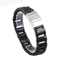 Men Bracelet Cowhide stainless steel clasp for man black nickel lead & cadmium free 20mm Sold Per Approx 8.6 Inch Strand
