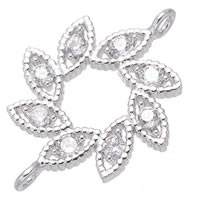 Cubic Zirconia Micro Pave Brass Connector, Flower, platinum plated, micro pave cubic zirconia & 1/1 loop, nickel, lead & cadmium free, 16x20mm, Hole:Approx 1.3mm, 5PCs/Lot, Sold By Lot