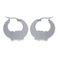 Stainless Steel Hoop Earring, Tiger, original color, 27x29x1.50mm, 10Pairs/Lot, Sold By Lot