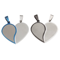 Stainless Steel Couple Pendants Heart plated for couple mixed colors Approx Sold By Bag