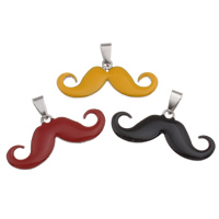 Stainless Steel Pendants, Mustache, enamel, mixed colors, 40x17x2mm, Hole:Approx 4x8mm, 20PCs/Bag, Sold By Bag