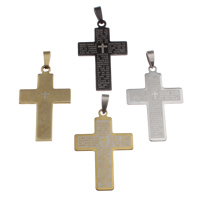 Stainless Steel Cross Pendants, plated, Christian Jewelry, mixed colors, 31x45x1mm, Hole:Approx 4x8mm, 20PCs/Bag, Sold By Bag