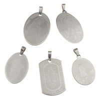 Stainless Steel Pendants, Christian Jewelry & mixed, 25x35x2mm-30x43x2mm, Hole:Approx 4x8mm, 20PCs/Bag, Sold By Bag