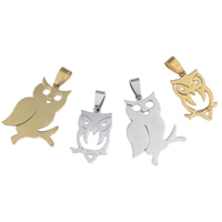 Stainless Steel Animal Pendants, plated, mixed, 16x27x2mm-25x35x2mm, Hole:Approx 4x8mm, 20PCs/Bag, Sold By Bag