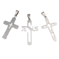 Stainless Steel Cross Pendants, mixed, 25x44x2mm-26x45x2mm, Hole:Approx 4x8mm, 20PCs/Bag, Sold By Bag