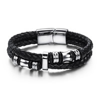 Men Bracelet Titanium Steel with PU Leather & Silicone for man &  original color 12mm Length Approx 8 Inch Sold By Bag