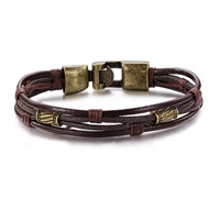 Linen Bracelet with Zinc Alloy plated for man brown 10mm Length Approx 8.5 Inch Sold By Bag