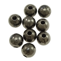 Perles bijoux en laiton, Rond, Placage de couleur noire de plumbum, protéger l'environnement, sans nickel, plomb et cadmium, 5mm, Trou:Environ 1mm, 5000PC/lot, Vendu par lot