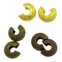 Brass Crimp Bead Cover, plated, hammered, more colors for choice, nickel, lead & cadmium free, 4x2mm, 3000PCs/Lot, Sold By Lot