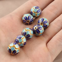 Cloisonne Beads, Round, real gold plated, lead & cadmium free, 11.8mm, Hole:Approx 1mm, Sold By PC