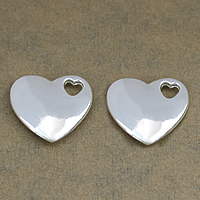 Brass Pendant, Heart, thick 925 sterling silver plated, high quality plating and never fade, nickel, lead & cadmium free, 21x19.50x4mm, Hole:Approx 4.5x4mm, 100PCs/Lot, Sold By Lot