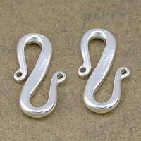 Brass S Shape Clasp, thick 925 sterling silver plated, high quality plating and never fade, nickel, lead & cadmium free, 10x19x2mm, Hole:Approx 1mm, 100PCs/Lot, Sold By Lot