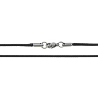 Fashion Halsband Cord, Vaxat Nylon Cord, rostfritt stål Karbinlås, svart, nickel, bly och kadmium gratis, 1.50mm, Längd Ca 19.5 inch, 65Strands/Lot, Säljs av Lot