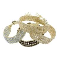Wrap Bracelet Crystal with Waxed Cotton Cord brass clasp platinum color plated adjustable & faceted nickel lead & cadmium free 4mm Length 8-9 Inch Sold By Lot