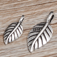 Brass Jewelry Pendants Leaf antique silver color plated lead & cadmium free Approx 1.5-3mm Sold By Bag