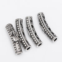 Brass Curved Tube Beads, antique silver color plated, lead & cadmium free, 22x4.8mm, Hole:Approx 2.5-3.5mm, 2PCs/Bag, Sold By Bag