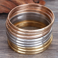 Stainless Steel Bangle Set, plated, 5mm, Inner Diameter:Approx 68mm, Length:Approx 8.5 Inch, Approx 9PCs/Set, Sold By Set