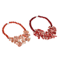 Natural Coral Necklace, with Crystal, brass spring ring clasp, faceted, more colors for choice, 15mm, 13x20x3mm-15x25x7mm, Sold Per Approx 21 Inch Strand
