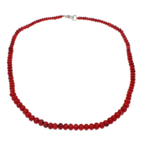 Natural Coral Necklace, brass lobster clasp, red, 4-8mm, Sold Per Approx 18 Inch Strand