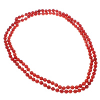 Coral Strickjacke-Kette Halskette, Natürliche Koralle, 2 strängig, rote Orange, 8mm, verkauft per ca. 47 ZollInch Strang