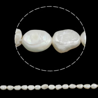 Barock kultivierten Süßwassersee Perlen, Natürliche kultivierte Süßwasserperlen, natürlich, weiß, 7-8mm, Bohrung:ca. 0.8mm, verkauft per ca. 15 ZollInch Strang