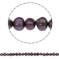 Barock odlad sötvattenspärla pärlor, Freshwater Pearl, mörkt lila, 7-8mm, Hål:Ca 0.8mm, Såld Per Ca 15.3 inch Strand