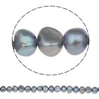 Barok ferskvandskulturperle Beads, Ferskvandsperle, mørklilla, 7-8mm, Hole:Ca. 0.8mm, Solgt Per Ca. 15 inch Strand