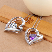 Crystal Pendants 925 Sterling Silver with Crystal Heart faceted & with rhinestone nickel lead & cadmium free Sold By Lot