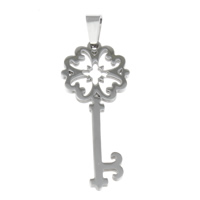 Stainless Steel Pendants, Key, original color, 16x38x2mm, Hole:Approx 2.5x6mm, 10PCs/Bag, Sold By Bag