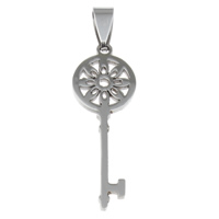 Stainless Steel Pendants, Key, original color, 13x37x2mm, Hole:Approx 2.5x6mm, 10PCs/Bag, Sold By Bag