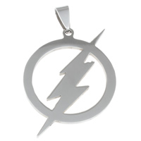 Stainless Steel Pendants, Lightning Symbol, original color, 30x38x1.50mm, Hole:Approx 4x7mm, 10PCs/Bag, Sold By Bag