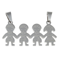 Stainless Steel Pendants, Character, original color, 38x20x1mm, Hole:Approx 2.5x6mm, 10PCs/Bag, Sold By Bag