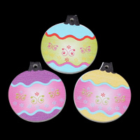 Wood Pendants, Flat Round, printing, mixed colors, 26x29x3mm, Hole:Approx 1mm, 500PCs/Bag, Sold By Bag