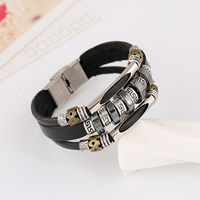 Men Bracelet Cowhide with Hematite & Zinc Alloy plated  nickel lead & cadmium free Length Approx 7.4 Inch Sold By Lot
