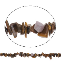 Gemstone Chips, Tiger Eye, natural, 4-11mm, Hole:Approx 1mm, Approx 100PCs/Strand, Sold Per Approx 33.8 Inch Strand
