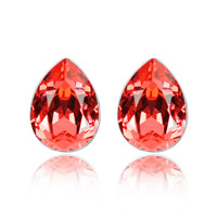 CRYSTALLIZED™ Element Crystal Earring, with Tibetan Style, Teardrop, platinum plated, Padparadscha, 0.6x0.8cm, Sold By Pair