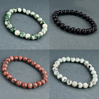 Gemstone Bracelets, Round, natural, different materials for choice, 8mm, Length:Approx 7.4 Inch, 6Strands/Lot, Approx 23PCs/Strand, Sold By Lot