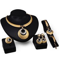 Tibetan Style Jewelry Sets, finger ring & bracelet & earring & necklace, brass post pin, with 2lnch extender chain, Flat Round, plated, with rhinestone & hammered & two tone, nickel, lead & cadmium free, 135mm, 45mm, 39mm, 57mm, Length:Approx 16.6 Inch, 5Sets/Lot, Sold By Lot